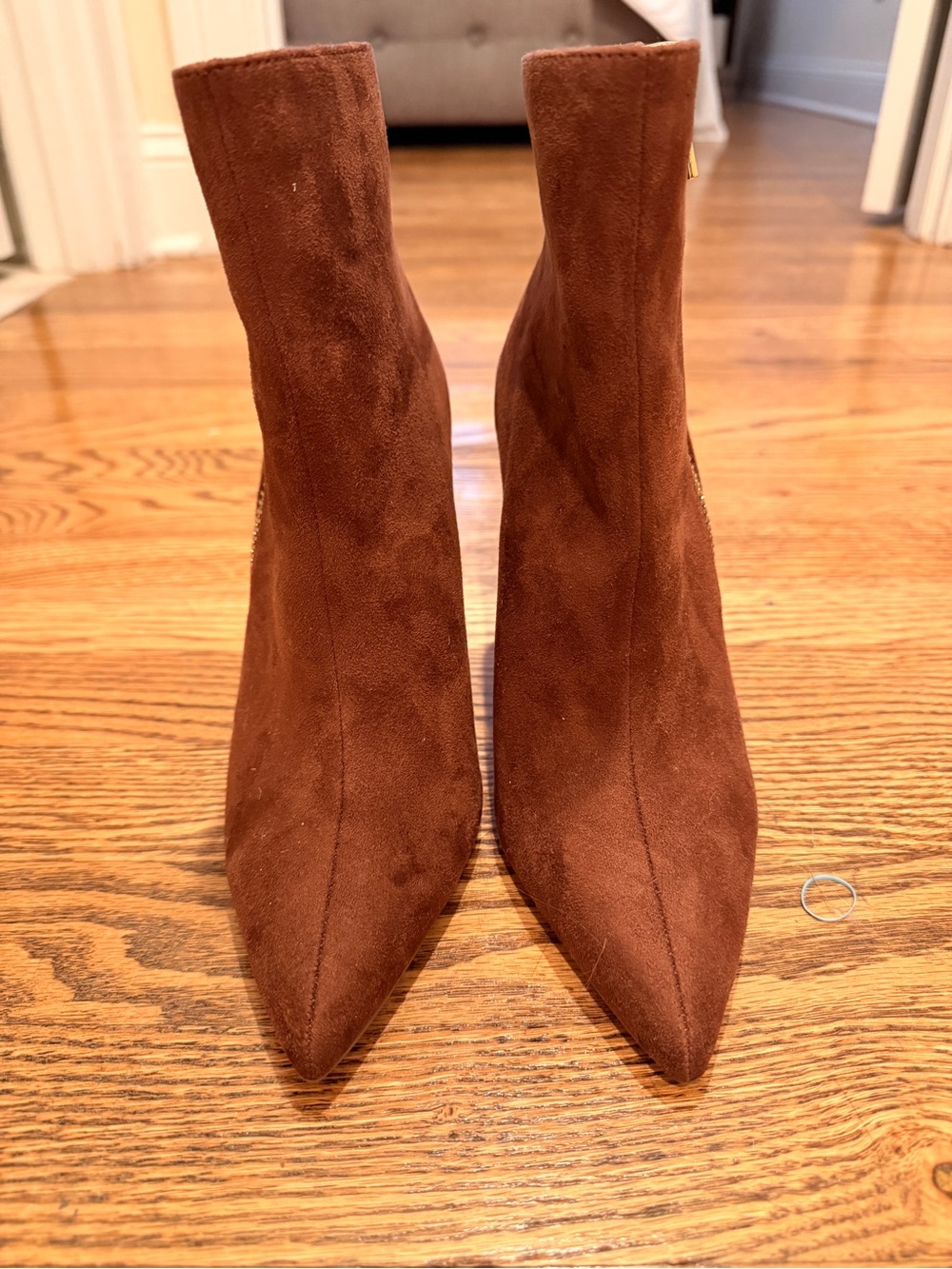 INC International Concepts Brown Suede Pointed Toe Ankle Booties